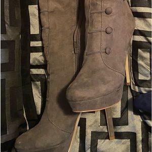 Thigh high, high heeled boots